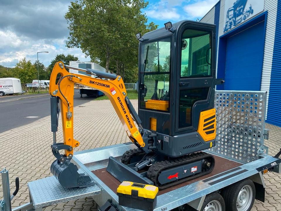 Berger Kraus BK1250KSR mini excavator on trailer