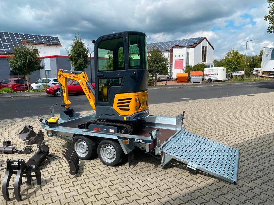 Berger Kraus BK1250KSR mini excavator on a trailer
