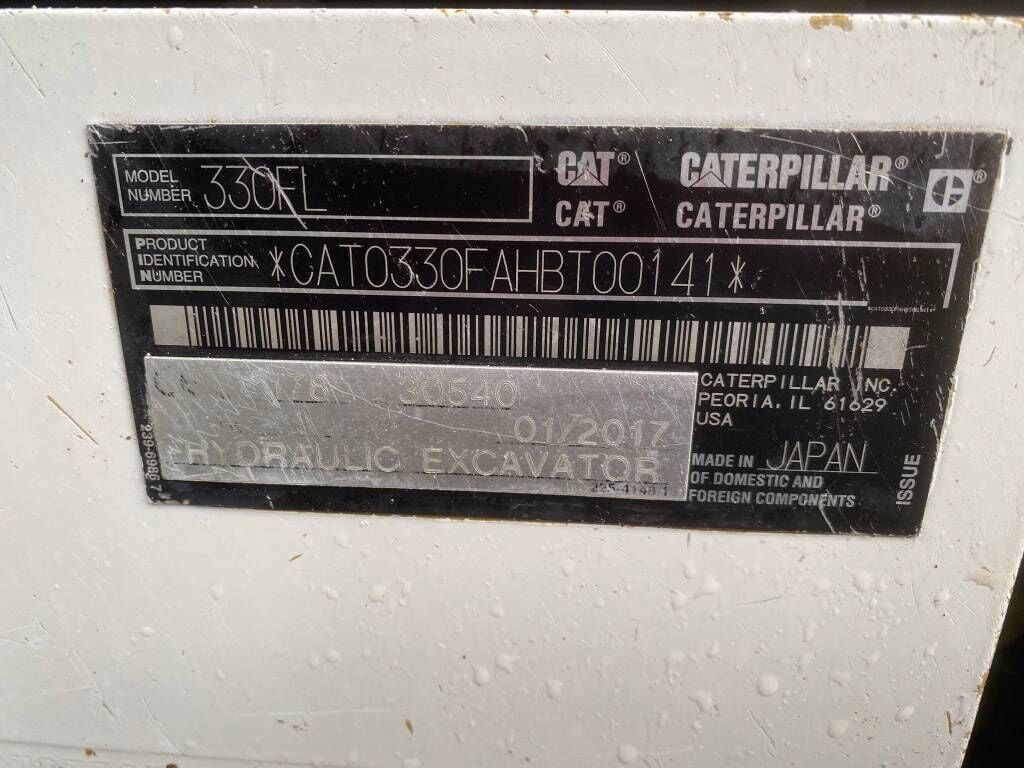 2017 Caterpillar 330F Crawler Excavator