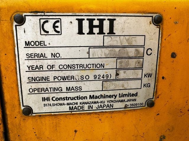 2012 IHI 25VX3 Mini Excavator