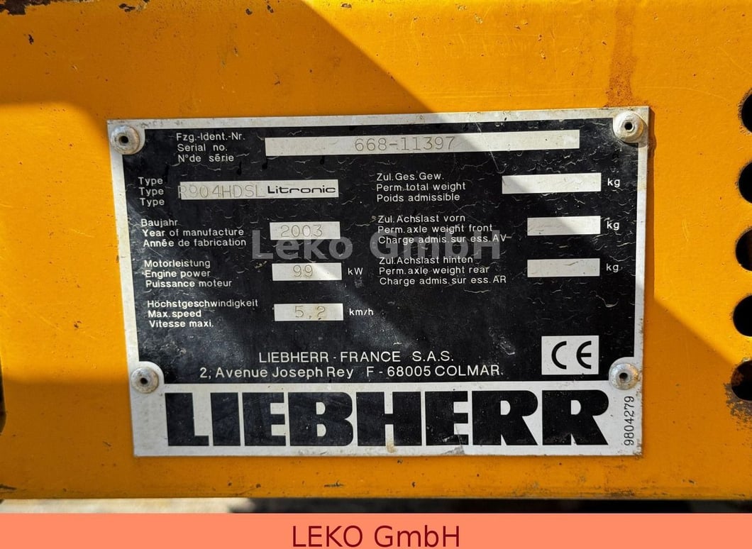 2003 Liebherr R 904 HDSL Crawler Excavator