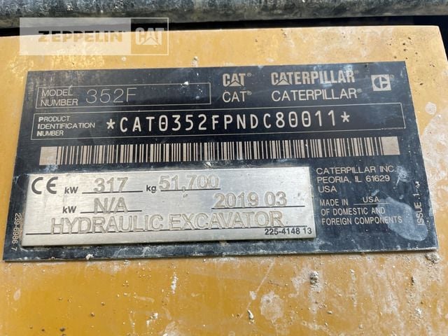2019 Caterpillar 352F Crawler Excavator
