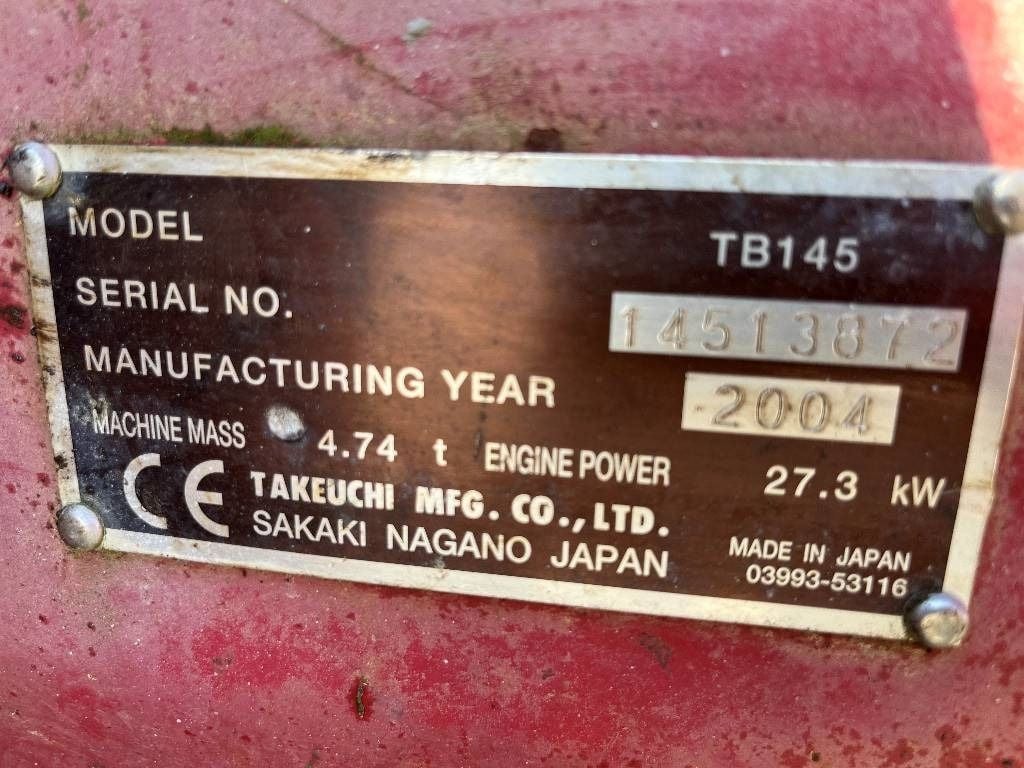 2004 Takeuchi TB145 Crawler Excavator