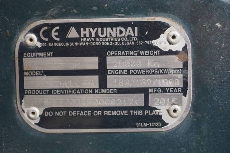 2015 Hyundai R260LC-9A Crawler Excavator