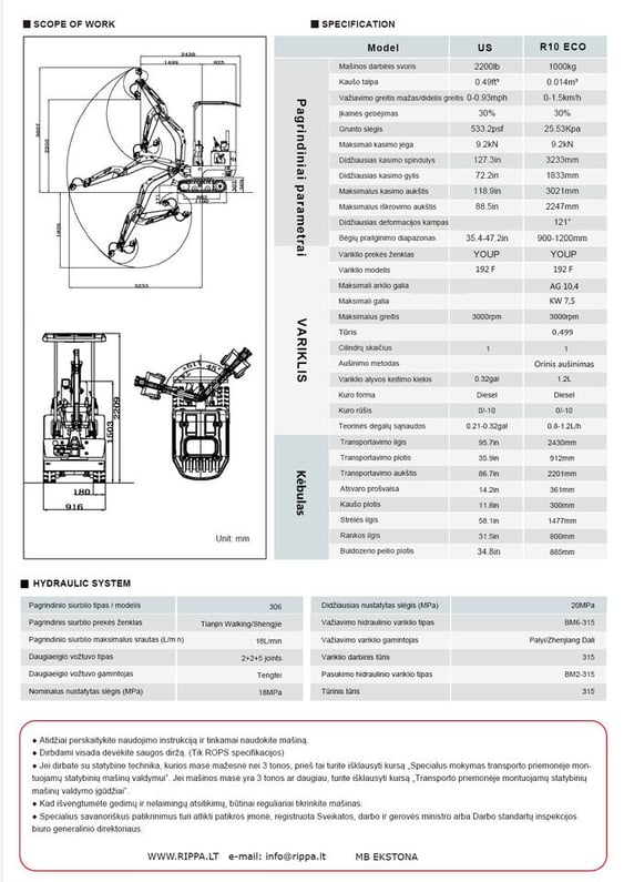 2026 Rippa R10-6 ECO Mini Excavator