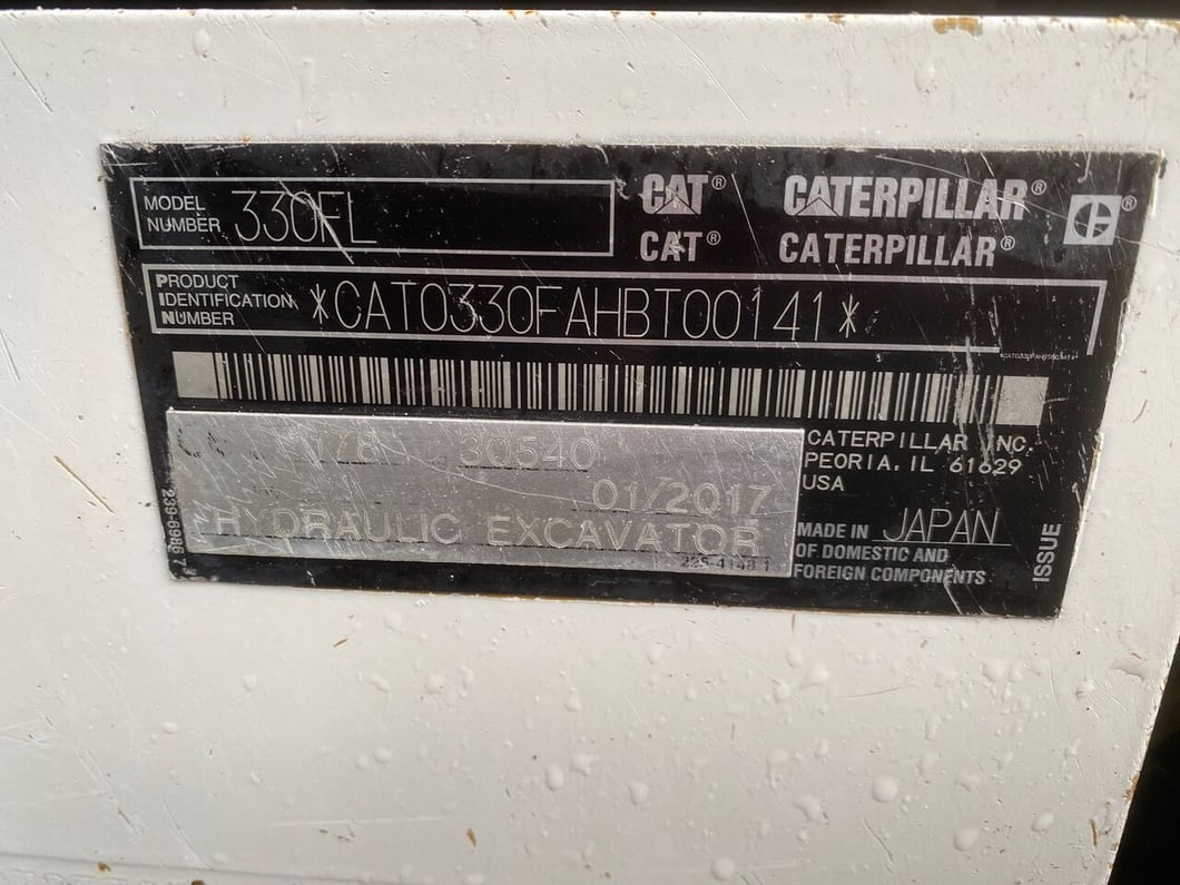 2017 Caterpillar 330F Crawler Excavator