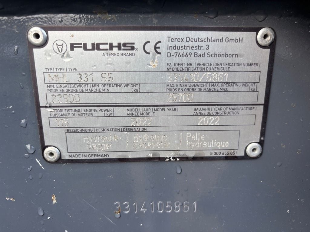 2022 Fuchs MHL331F Material Handler