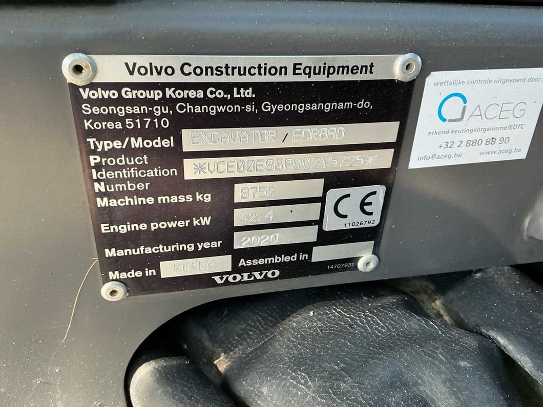2020 Volvo ECR88 Mini Excavator