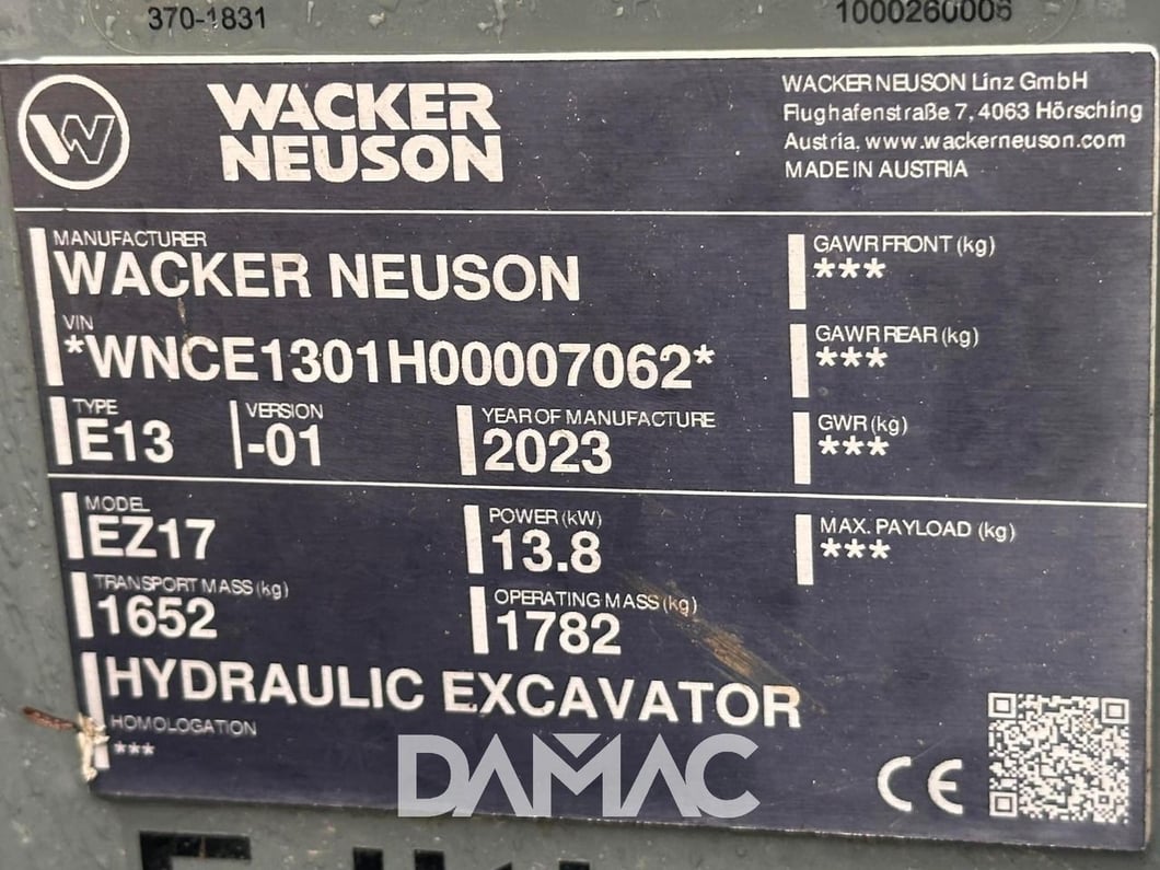 2023 Wacker Neuson EZ17 Mini Excavator