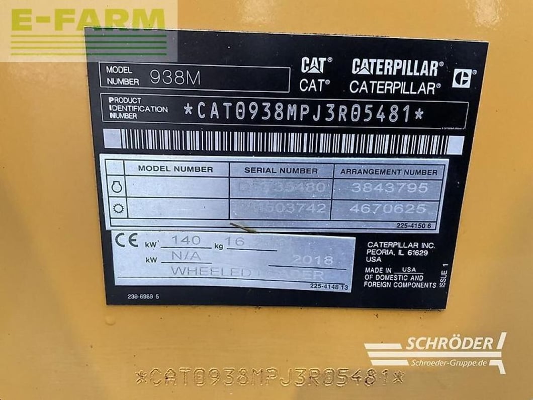 2018 Caterpillar 938M Mini Excavator