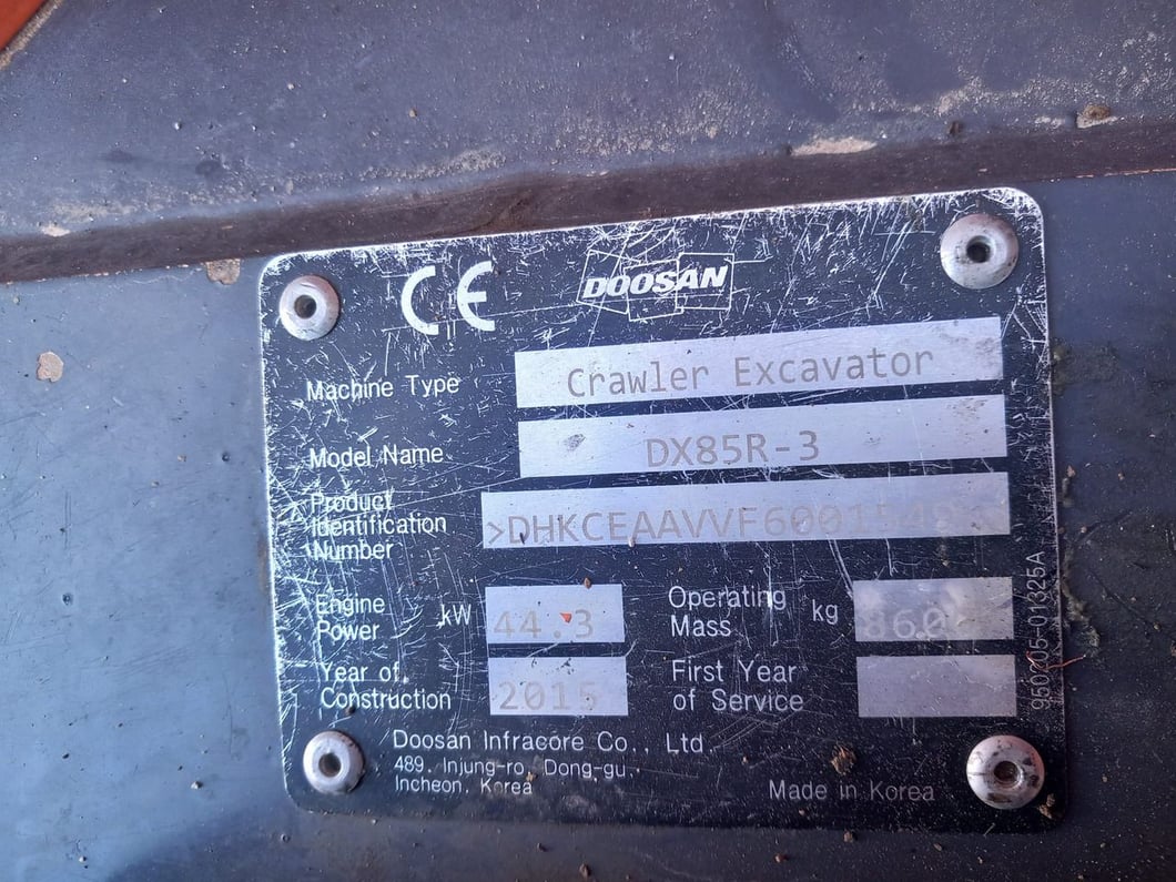 2016 Doosan DX85R-3 Mini Excavator