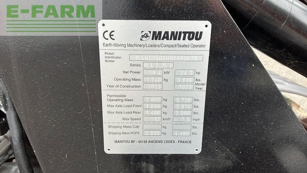 2023 Manitou MLA 2-25 H Mini Excavator