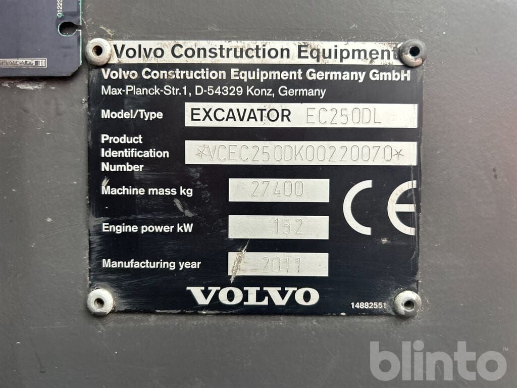 2011 Volvo EC250DL Crawler Excavator