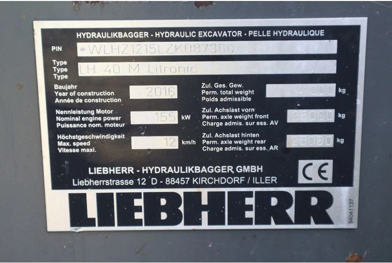 Liebherr LH 40 M Litronic | GRAB | Quick Coupler | 16 Meter (2016)