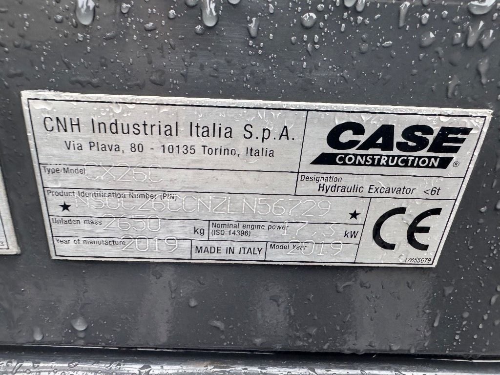 2019 CASE CX26C Mini Excavator