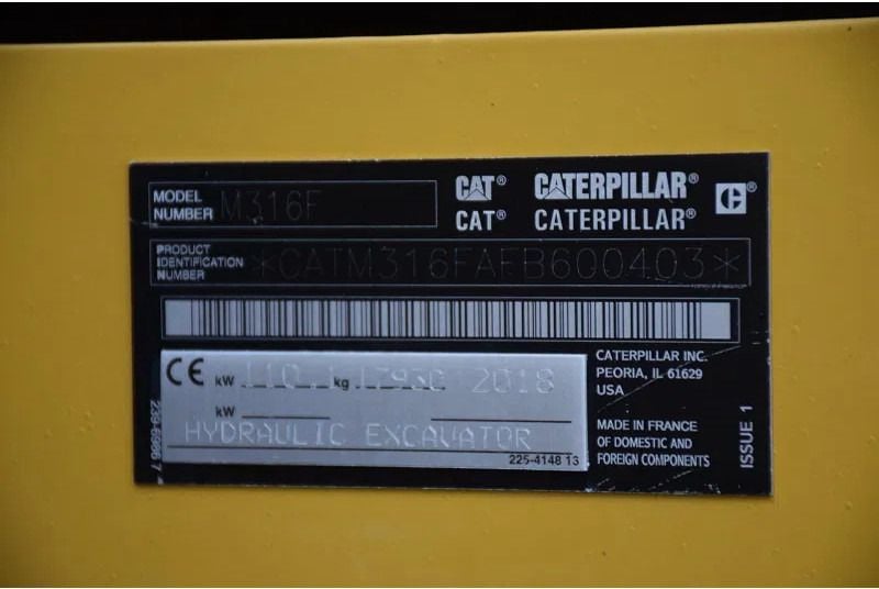 2018 Caterpillar M316F Wheel Excavator