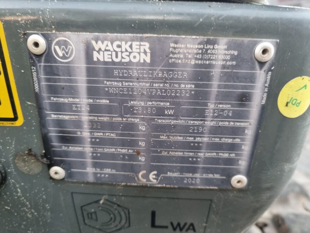 2020 Wacker Neuson ET24 Mini Excavator