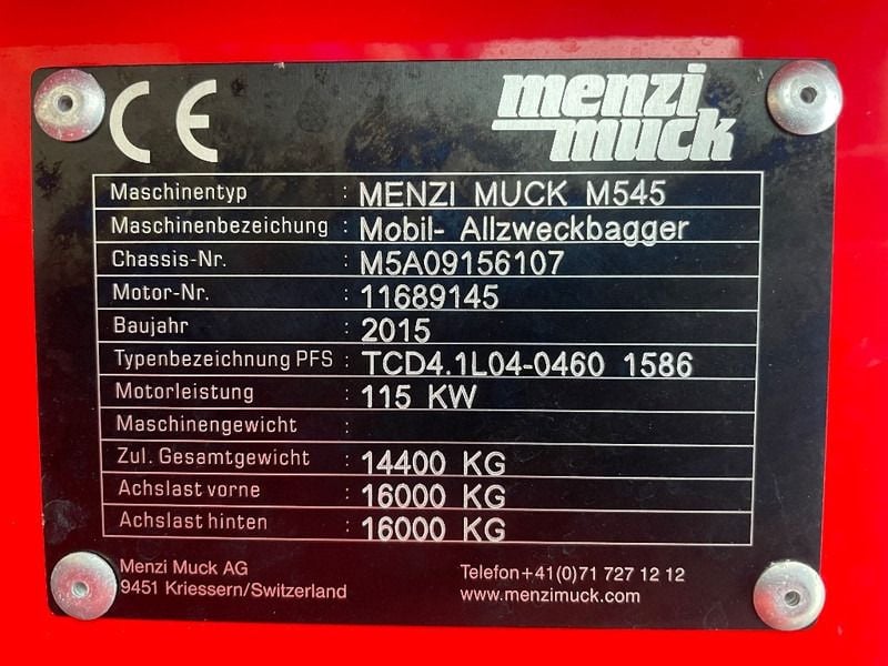 2015 Menzi Muck M545 Walking Excavator