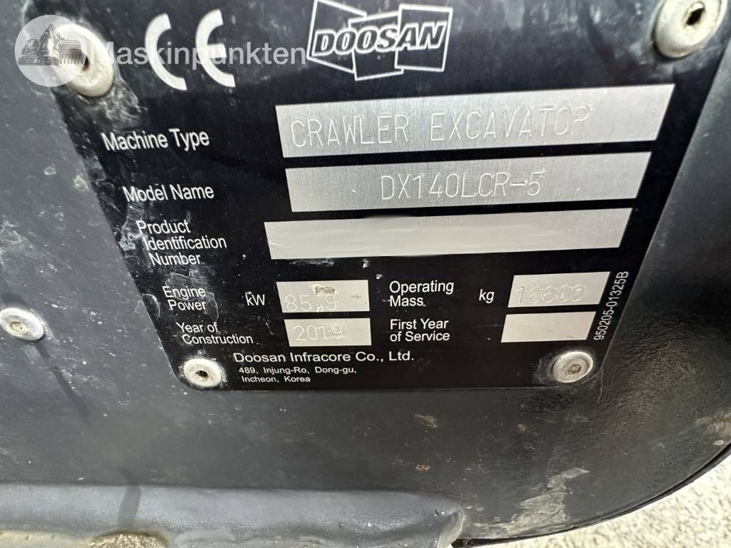 2019 Doosan DX140LCR-5 Crawler Excavator