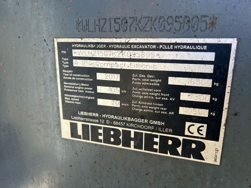 2017 Liebherr A914 Wheel Excavator