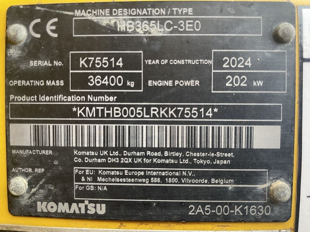 2024 Komatsu HB365LC-3EO Crawler Excavator