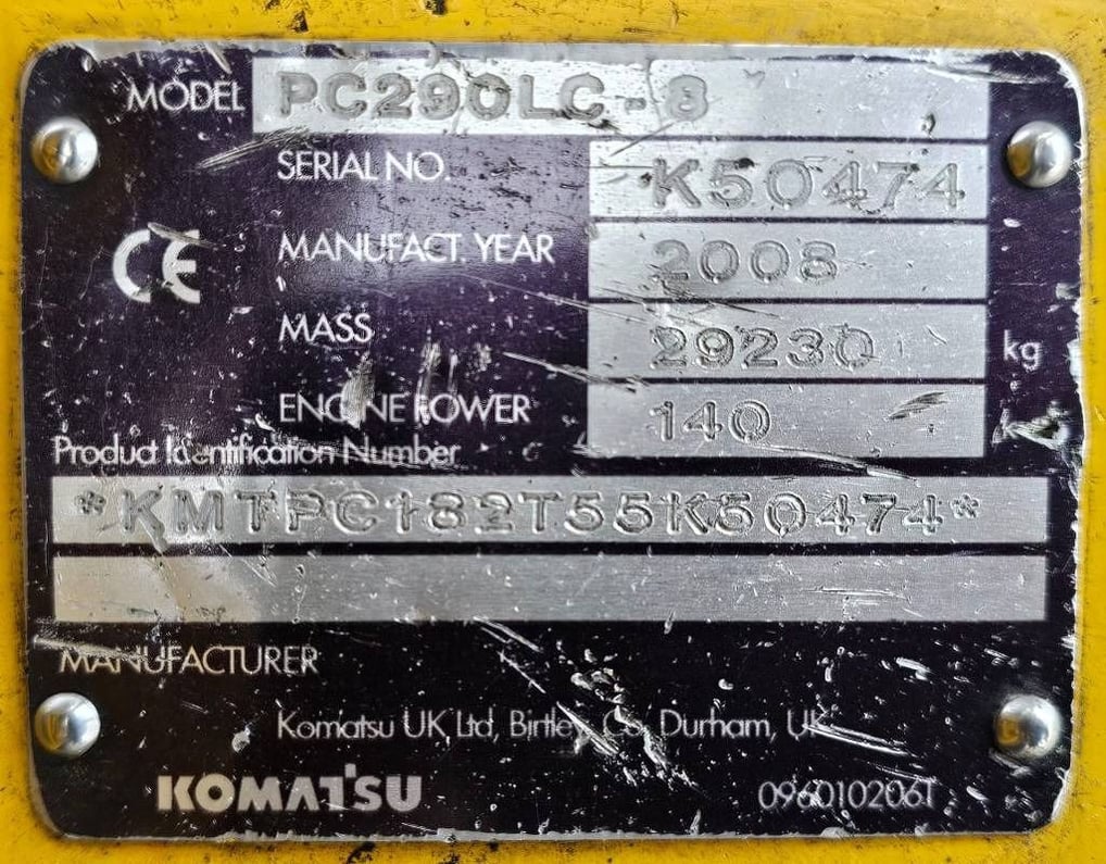 2008 Komatsu PC290LC-8 Crawler Excavator