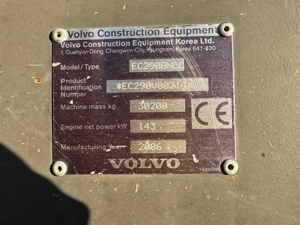 2006 Volvo EC290BNLC Crawler Excavator