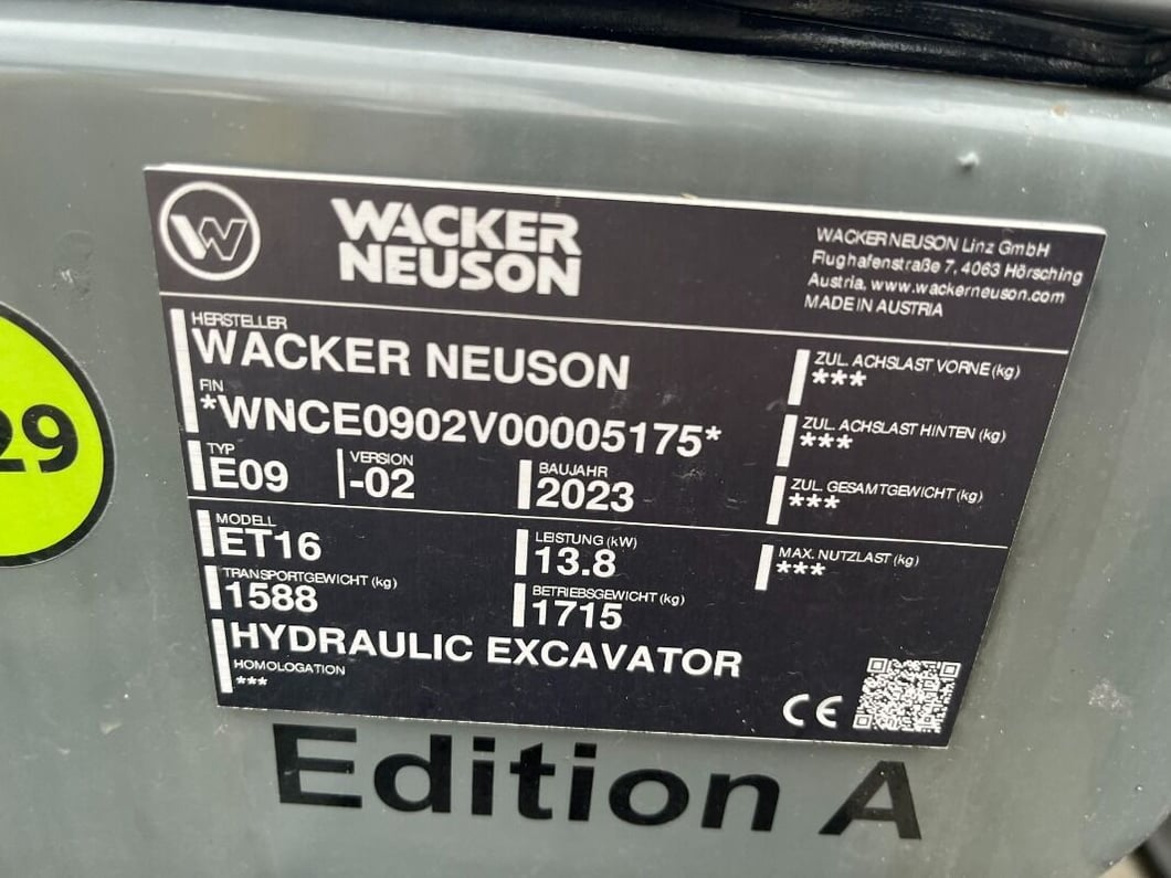 2023 Wacker Neuson ET16 Mini Excavator