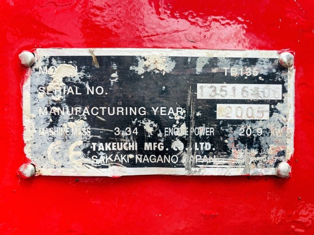 2005 Takeuchi TB135 Mini Excavator
