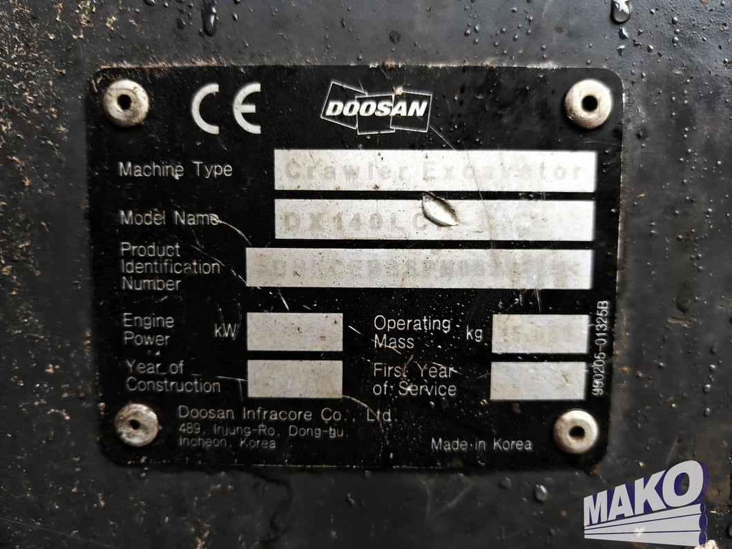 2018 Doosan DX140LCR-5 Crawler Excavator