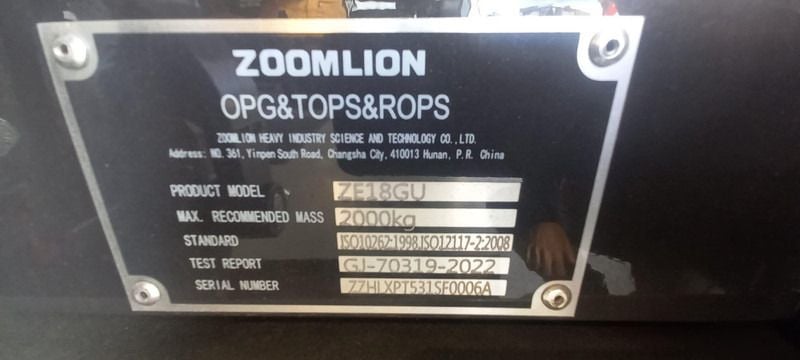 2025 Zoomlion ZE18GU Mini Excavator