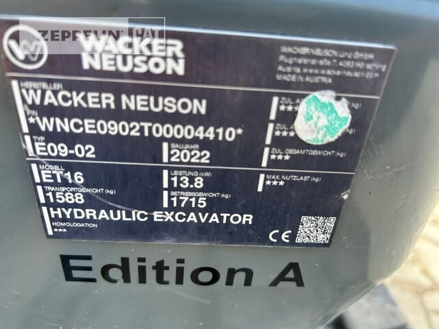 2022 Wacker Neuson ET16 Mini Excavator