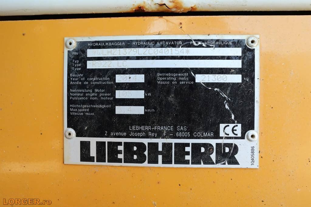 2014 Liebherr R922LC Crawler Excavator