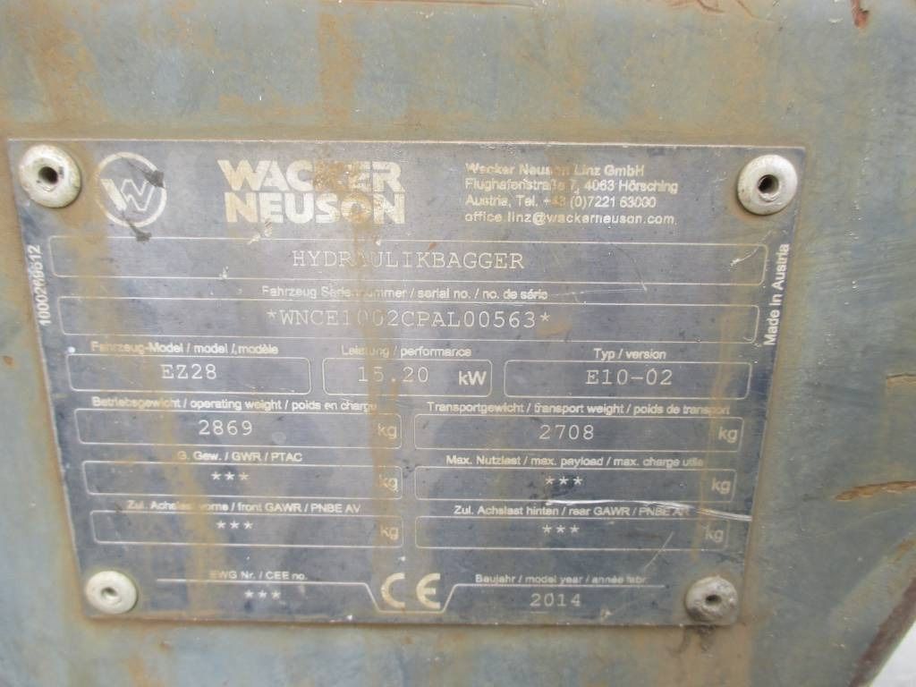 2014 Wacker Neuson EZ28 Mini Excavator