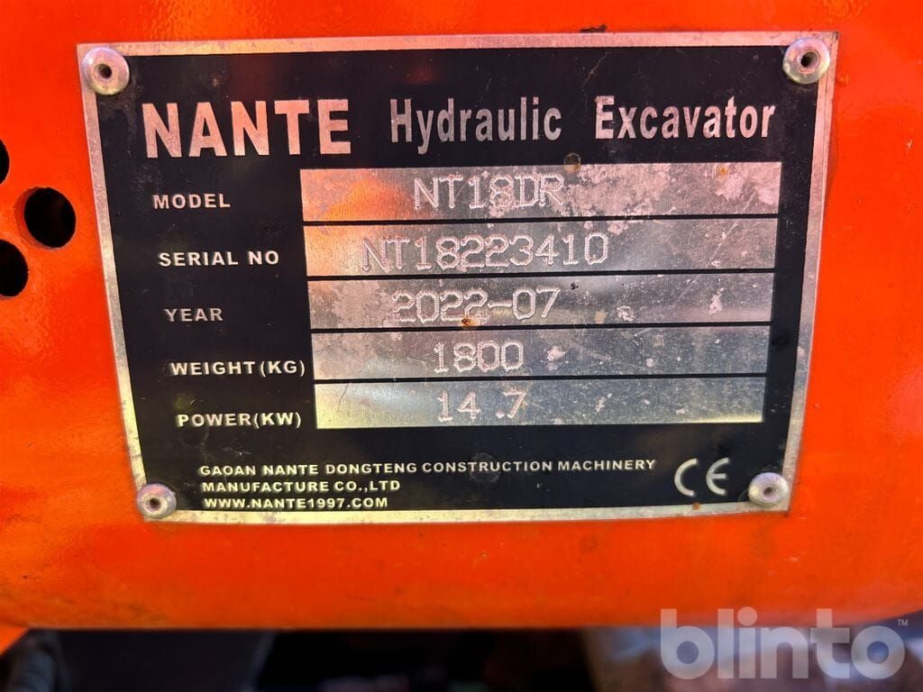 2022 Nante NT 18 DR Crawler Excavator