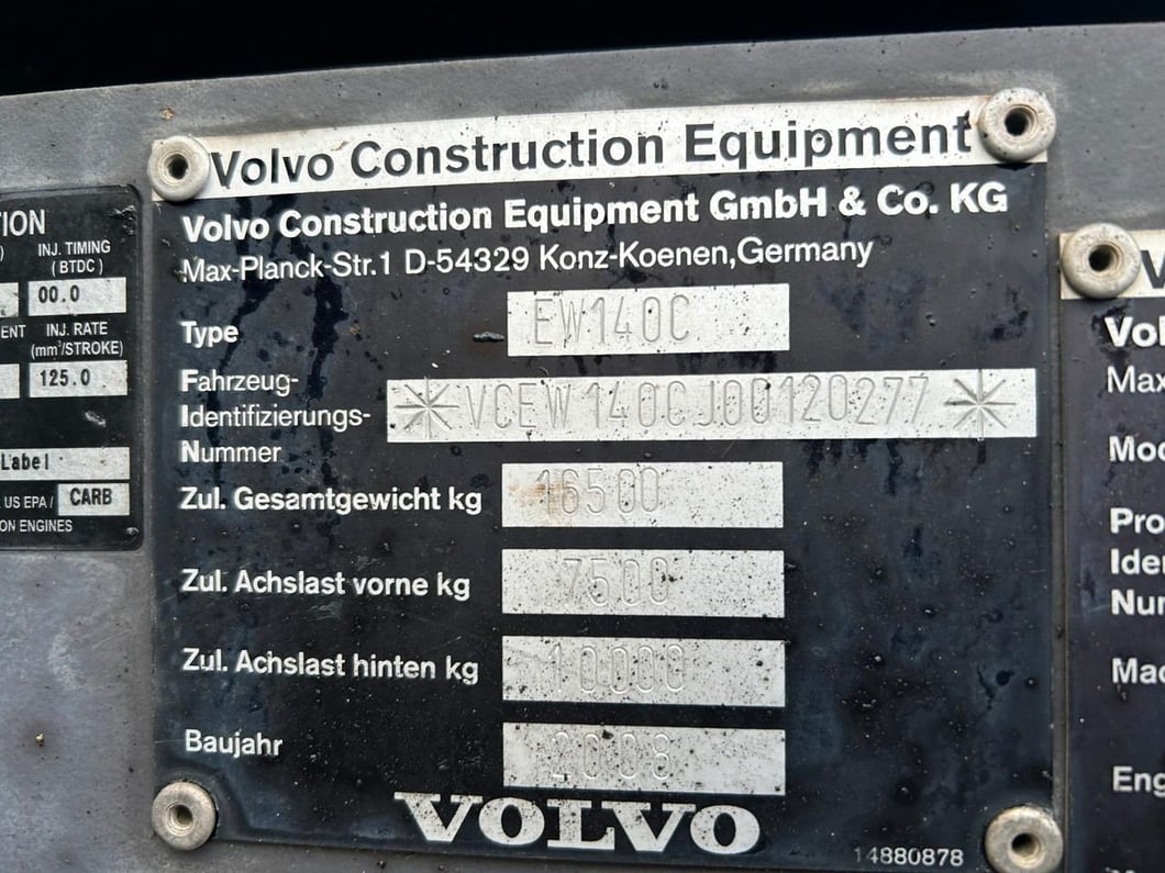 2008 Volvo EW140C Wheel Excavator