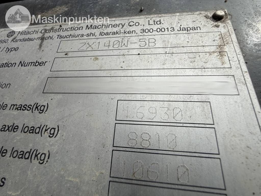 2014 Hitachi ZX140W-5 Wheel Excavator
