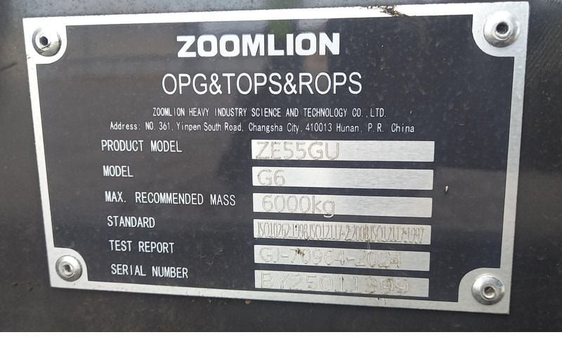 2025 Zoomlion ZE55GU Mini Excavator