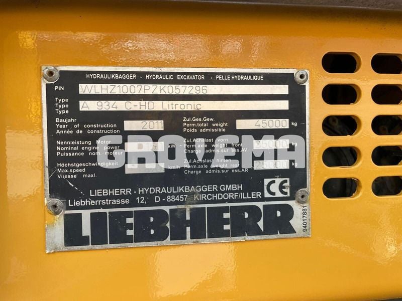2012 Liebherr A934C LI Material Handler