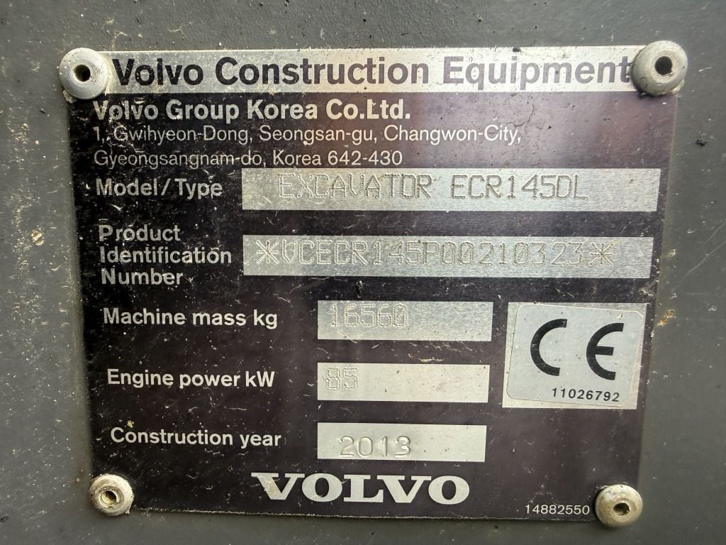 2013 Volvo ECR145DL Crawler Excavator