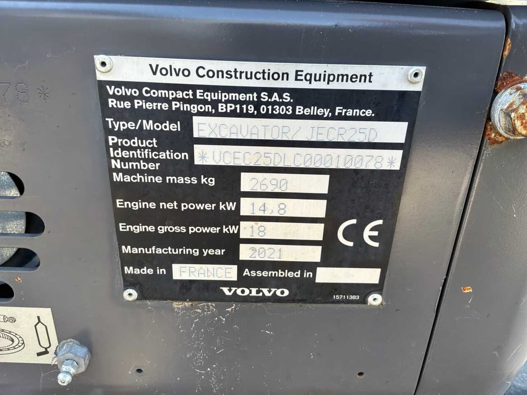 2021 Volvo ECR25 Crawler Excavator