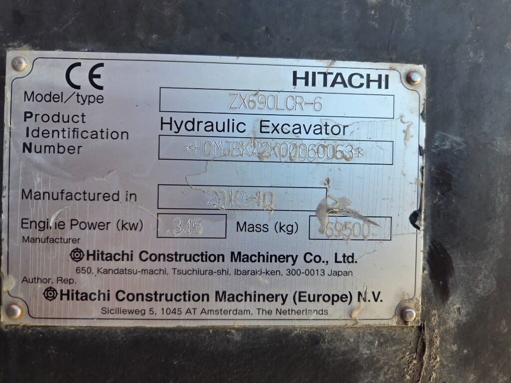 2018 Hitachi ZX690-6 Crawler Excavator