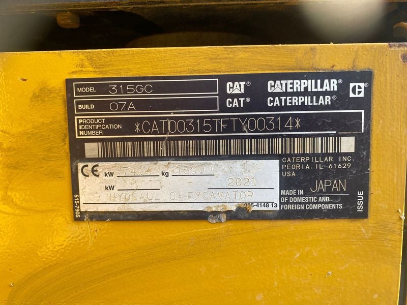 2021 Caterpillar 315GC Crawler Excavator