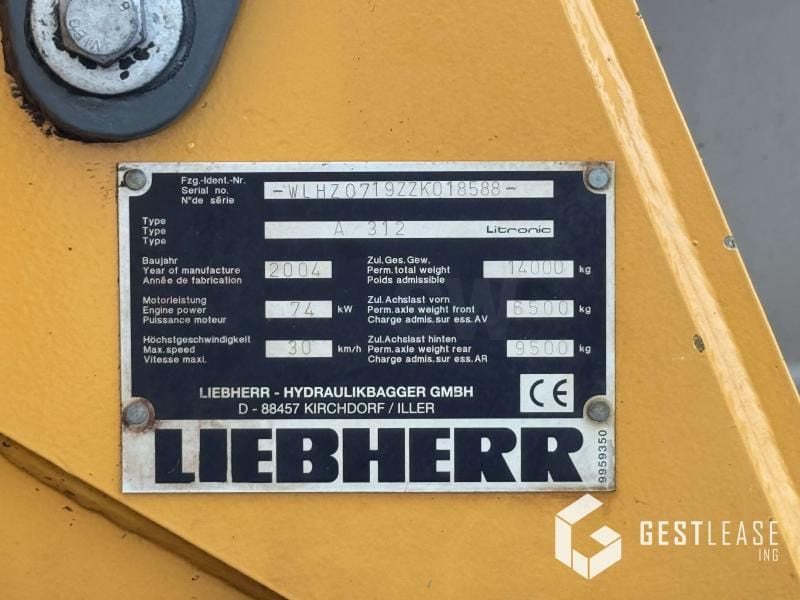 2004 Liebherr A312 Wheel Excavator