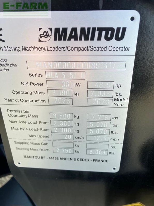 2023 Manitou MLA 4-50 H Mini Excavator