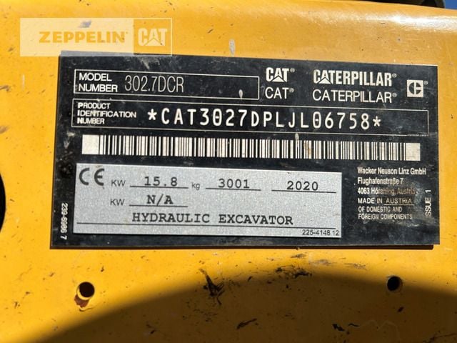 2020 Caterpillar 302.7D Mini Excavator