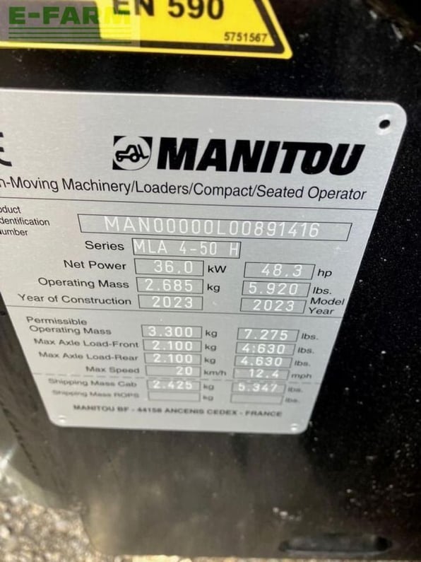 2023 Manitou MLA 4-50 H Mini Excavator