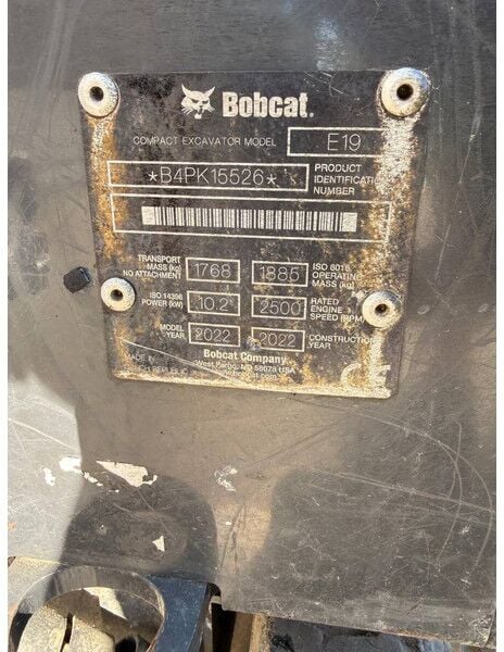 2022 Bobcat E19 Mini Excavator