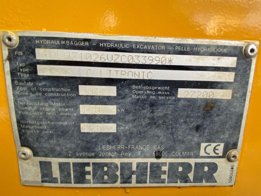 2012 Liebherr R926 LC Crawler Excavator