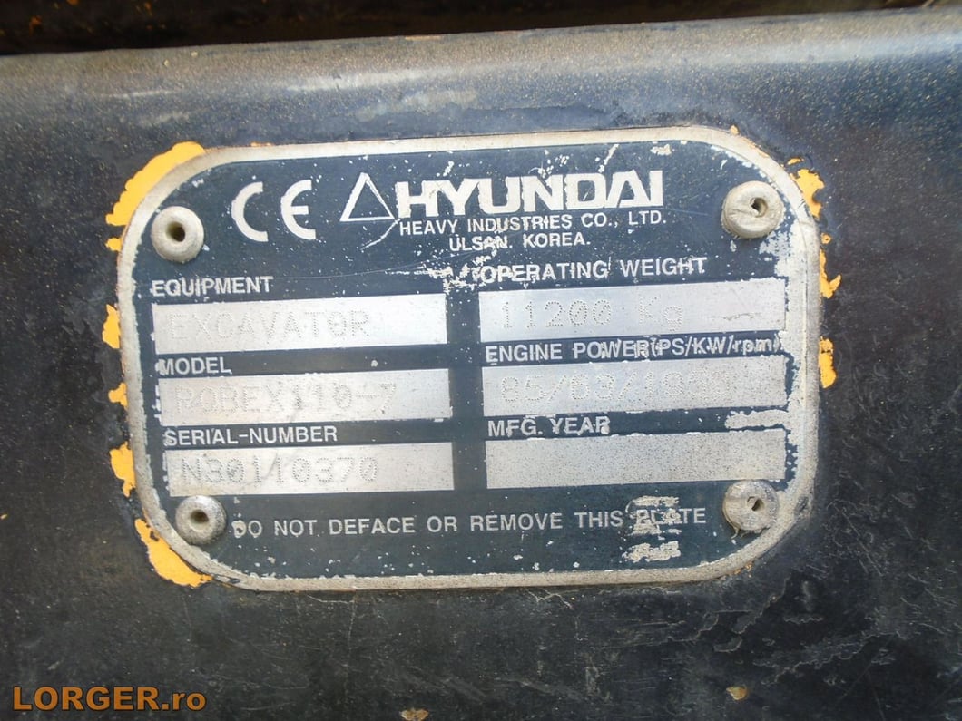 2007 Hyundai R110-7 Crawler Excavator